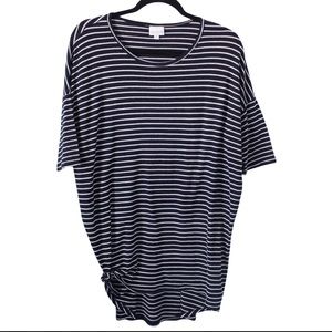 GUC LulaRoe navy and white striped Irma tunic